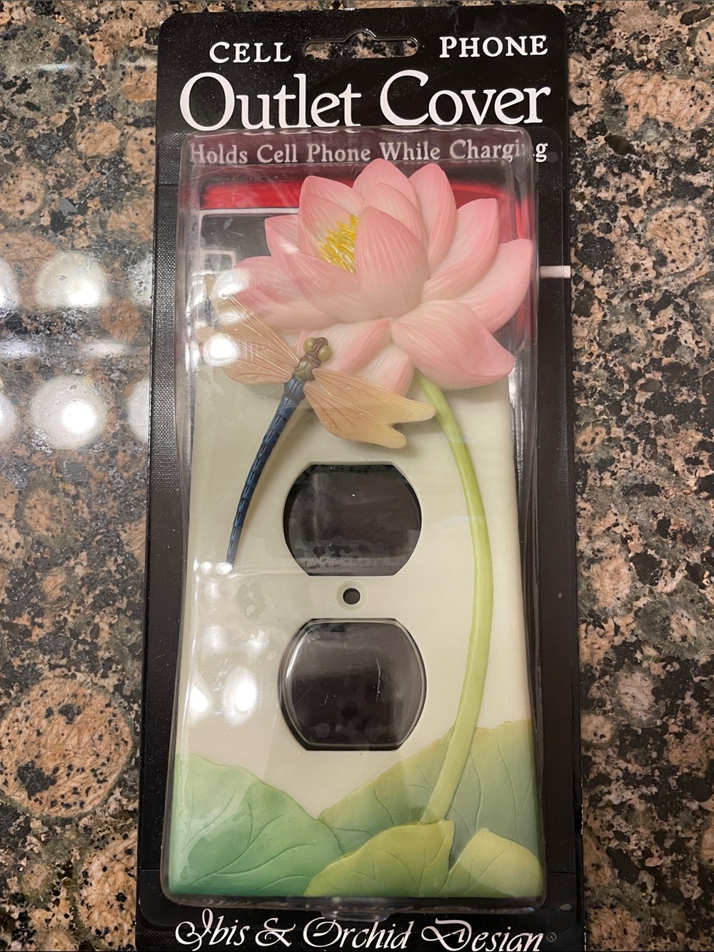 Pink Lotus Outlet Cover with Dragonfly Accent